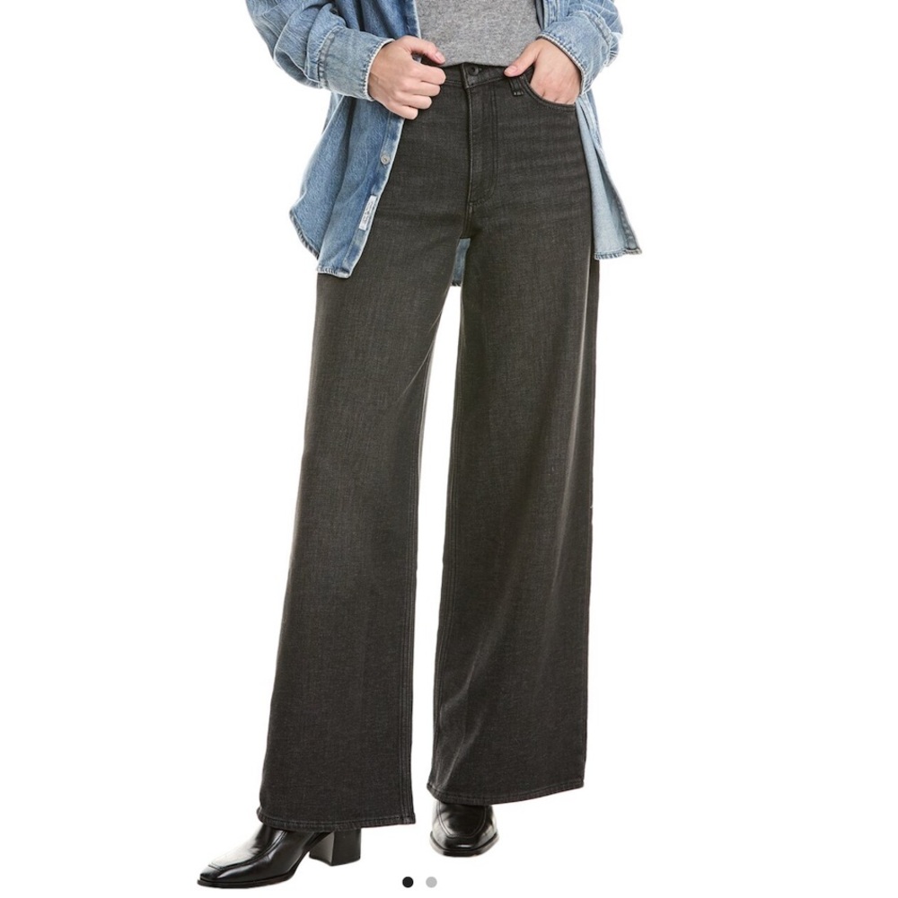 Rag & Bone Serena Ultra Stretch Wide Leg Jeans in Washed Black- Size 24.